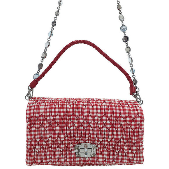 Miu Miu Matelasse Crystal Bijou 2way Bag Rosso - Picture 1 of 9